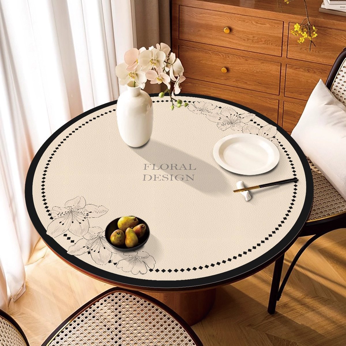 法式圆形餐桌桌垫防水防油防烫圆桌桌布pvc防滑台布茶几桌面垫子,居家布艺,桌布,淘宝优惠券,粉丝福利购,淘宝优惠卷