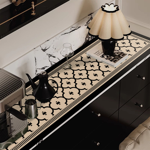 轻奢高级感电视柜窄长条桌垫餐边柜防水桌布入户鞋柜台面保护垫子
