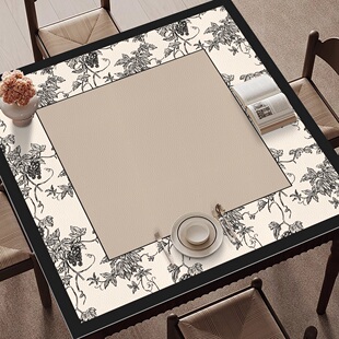 正方形餐桌垫轻奢高级感防水防油防烫茶几台布小方桌桌子皮革桌布