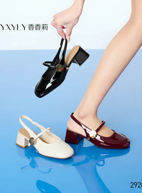 香香莉2025春季新款外穿包头凉鞋女法式玛丽珍扣带后空鞋29280