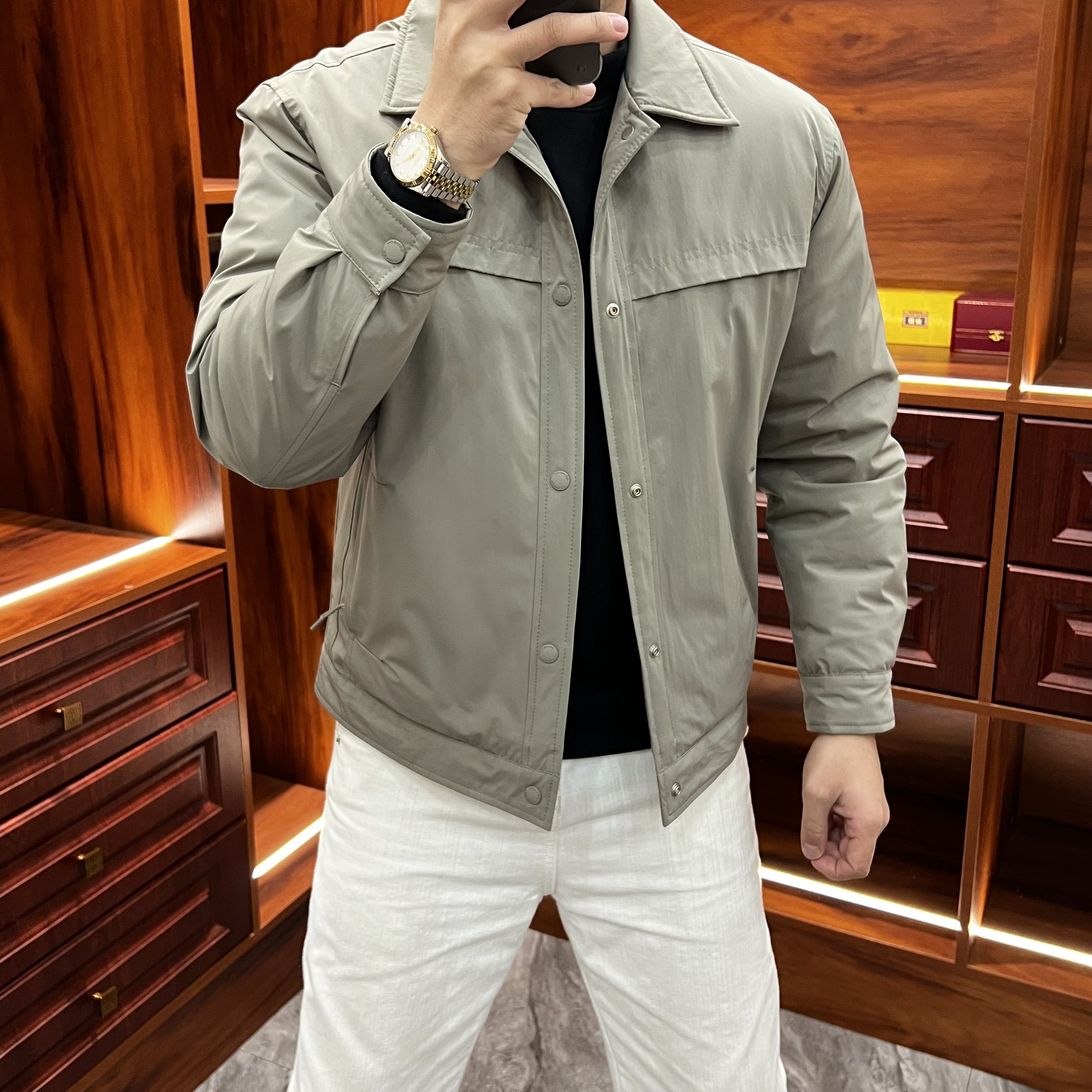 男士商务翻领轻薄工装新款羽绒服