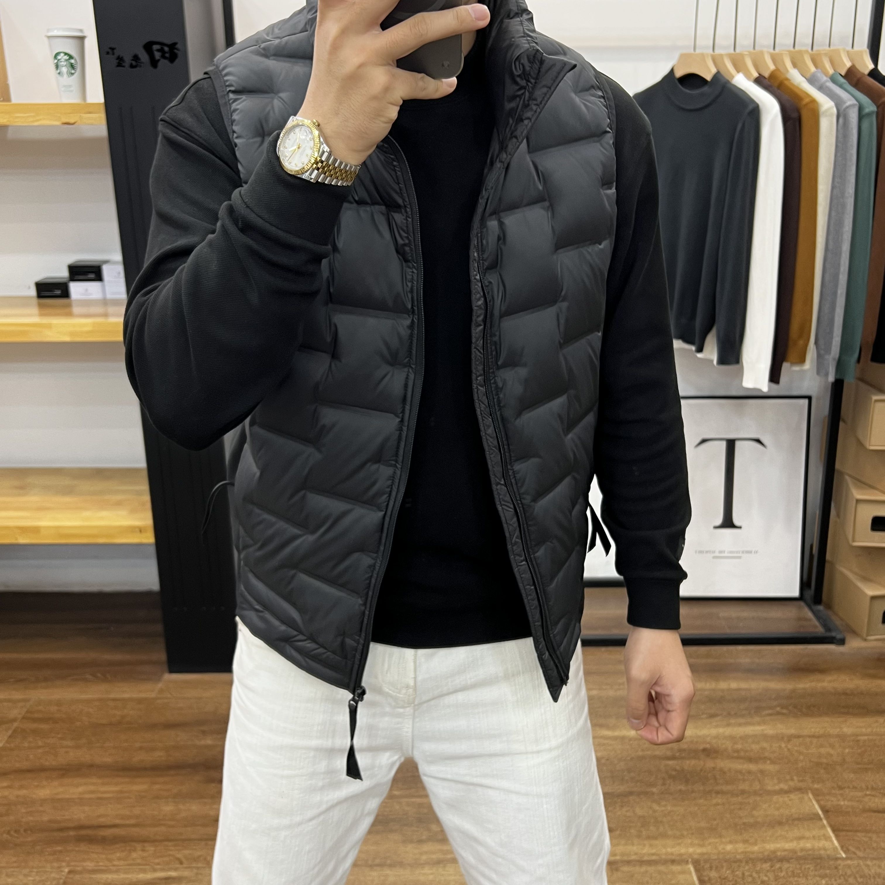 田先生白鸭绒轻薄保暖时尚男马甲