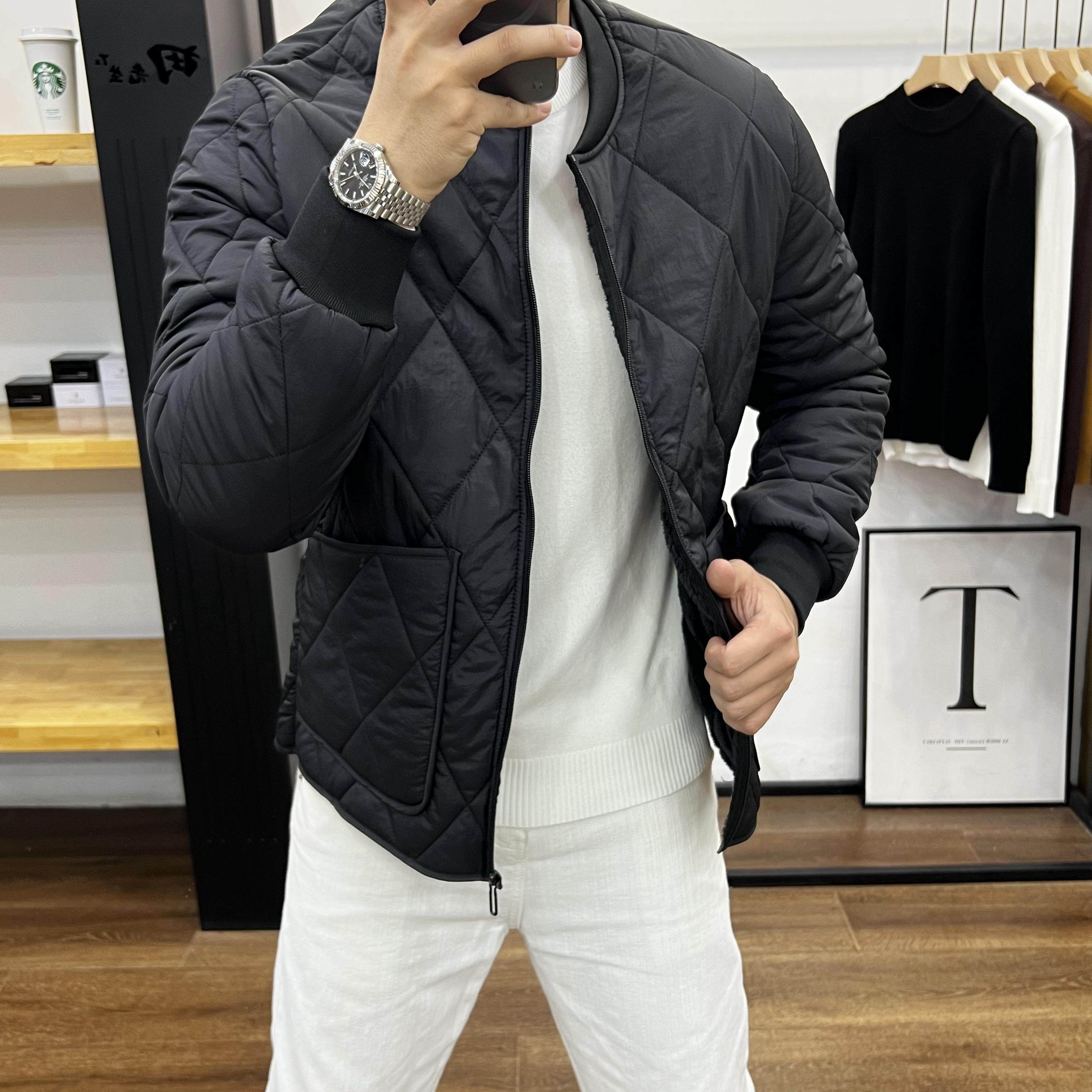 中老年潮流简约百搭复古上衣保暖通勤加绒上衣男士新款秋冬季棉服,男装,中老年上装,淘宝优惠券,粉丝福利购,淘宝优惠卷