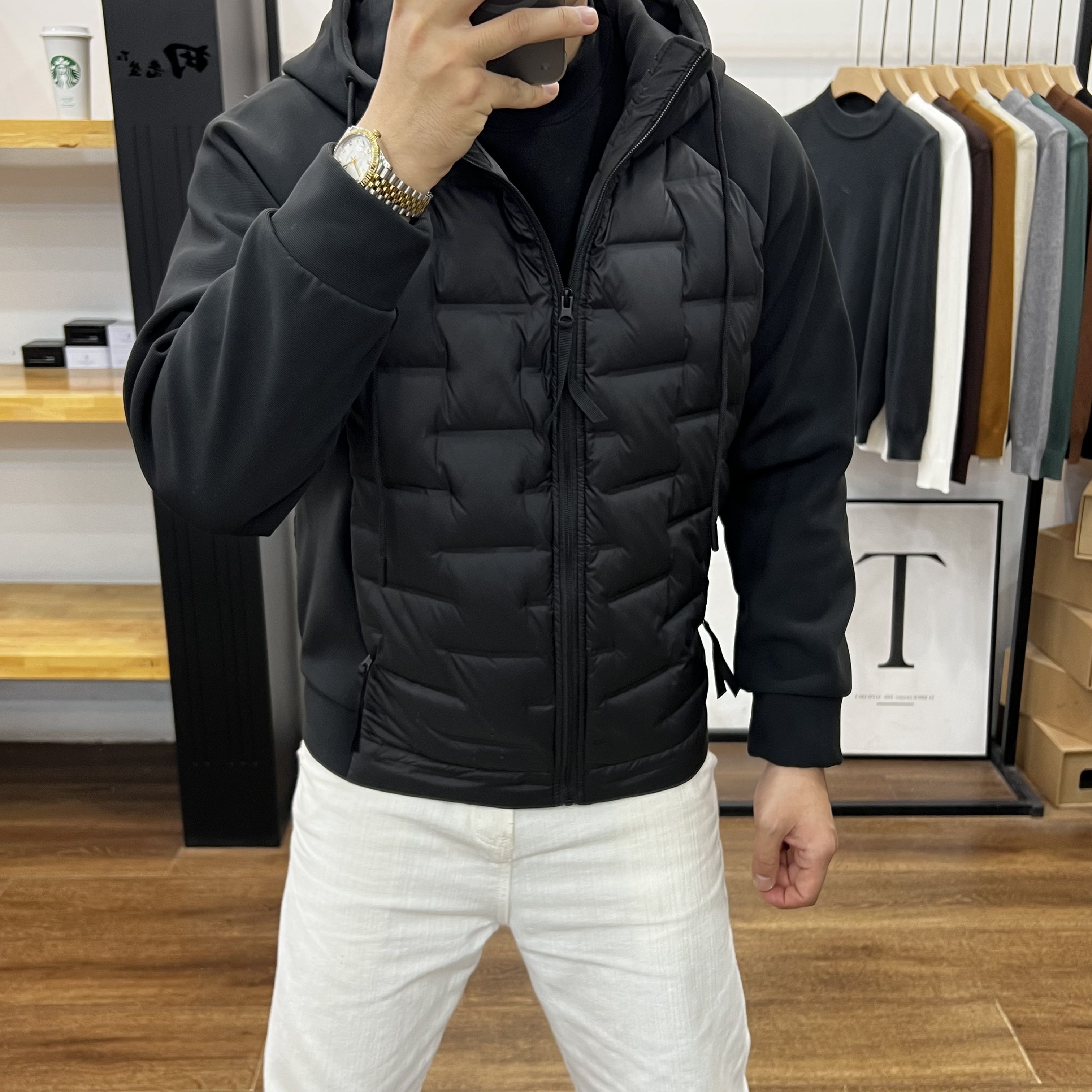 男士羽绒服冬季新款加绒连帽夹克保暖舒适百搭痞帅潮流轻薄款外套