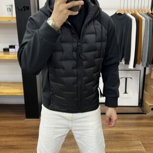 加绒连帽夹克保暖舒适百搭痞帅潮流轻薄款 新款 外套 羽绒服冬季 男士