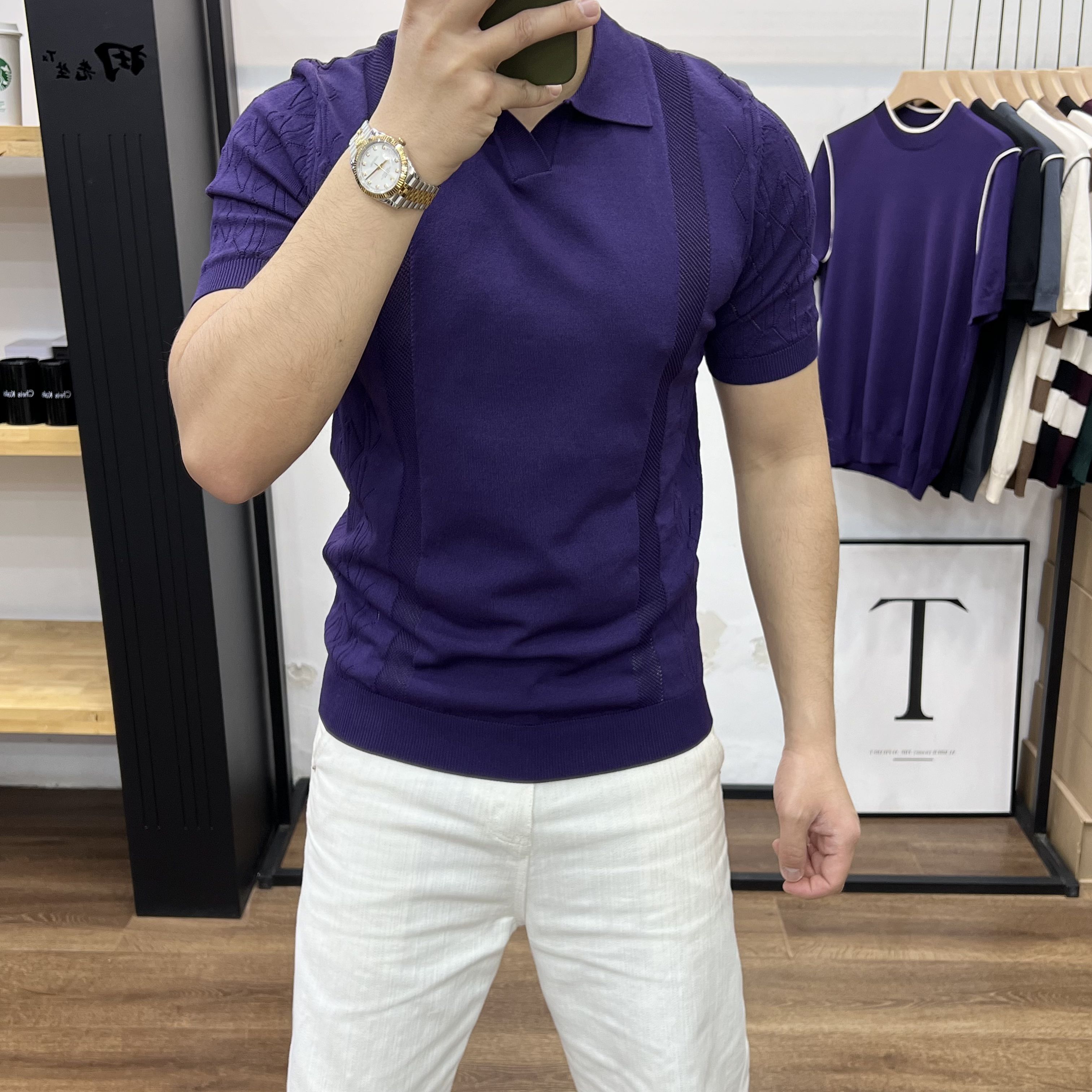 田先生修身针织翻领百搭男Polo衫