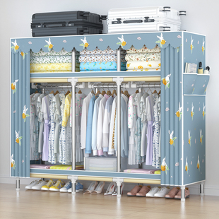 家用卧室布衣柜2026新款 折叠出租房用简易结实耐用收纳柜子 爆款