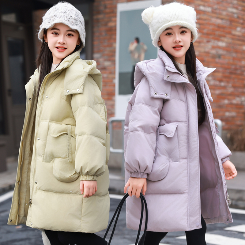 2025新款女童羽绒服中长款中大童