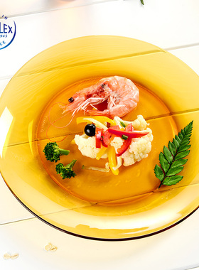 法国Duralex多莱斯盘子水果牛排盘钢化玻璃微波炉可用多颜色盘子