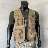 军迷夏季 外套 户外运动战术背心马甲男多口袋钓鱼单网马甲野战工装