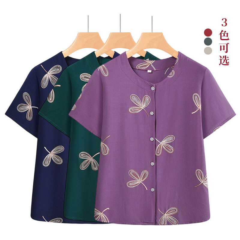 源头工厂夏天夏季开衫绣花奶奶装中老年女装妈妈装衣服套装两件套