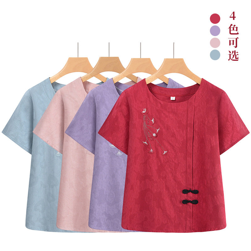 短袖妈妈夏季新款老太太衣服