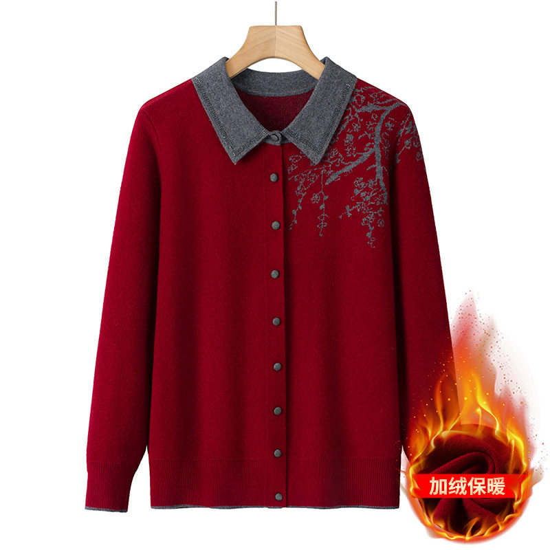 老年人女装开衫毛衣奶奶装衣服秋