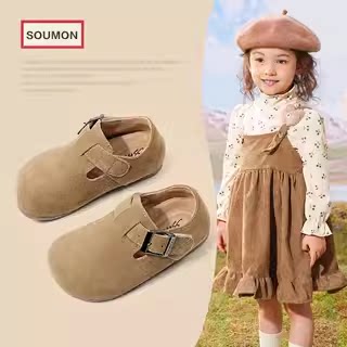 真皮女童棉鞋加绒保暖2025冬季新款小女孩勃肯鞋儿童皮鞋宝宝鞋子