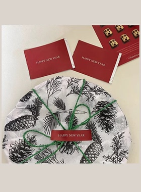 Hinn 新年快乐小长条贴纸~原创ins礼物包装封口贴烘焙甜品装饰diy