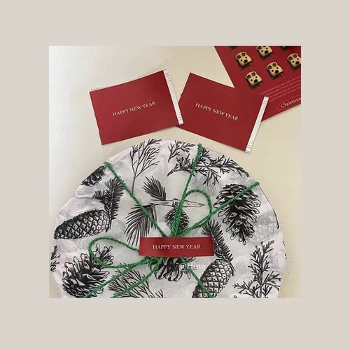 Hinn 新年快乐小长条贴纸~原创ins礼物包装封口贴烘焙甜品装饰diy