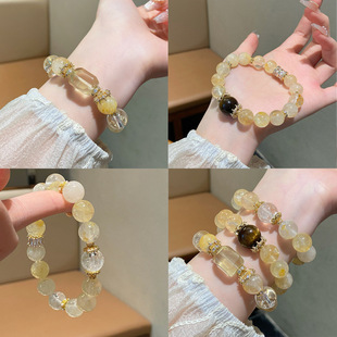 日富一日~新中式天然黄胶花水晶招财手链复古国风公主范轻奢手串