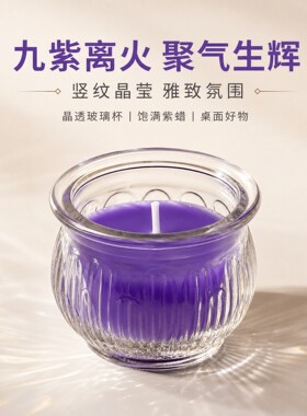 九紫离火紫色蜡烛家用酥油灯紫气东来新品平口莲花酥油灯供佛灯