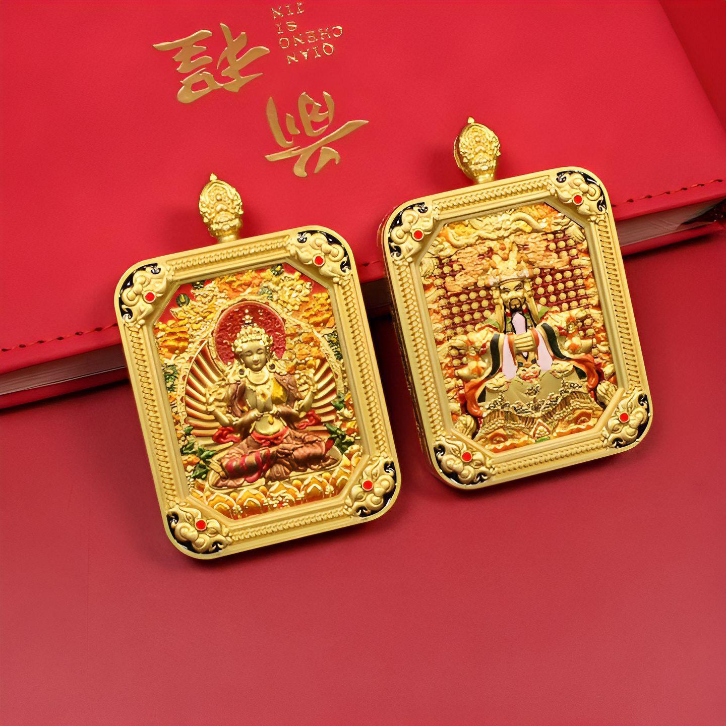 新品推荐 龙五爷双面立体小唐卡八大守护神 扎基拉姆项链吞金佛牌