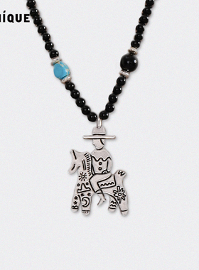 Picnique 骑士朋友琉璃绿松石串珠项链