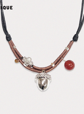 Picnique 橡木果花朵红果编绳项链