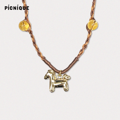 Picnique 马上发财金色编绳长项链