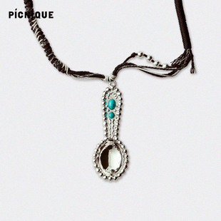 Picnique 吉普赛绿松石镶嵌勺子编绳项链