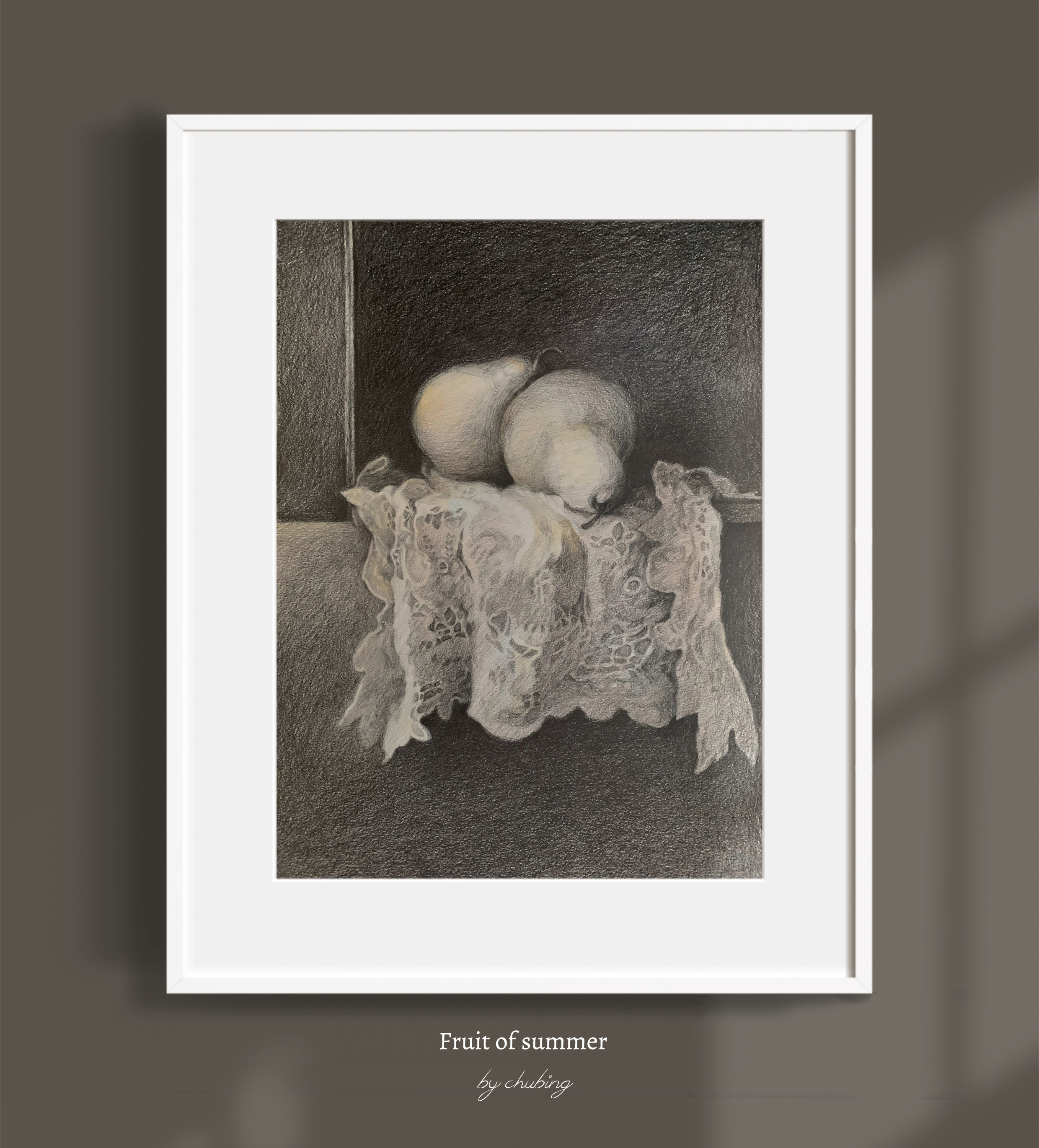 独家 艺术收藏 梨 手绘素描装饰画挂画书房玄关背景墙简约绘画