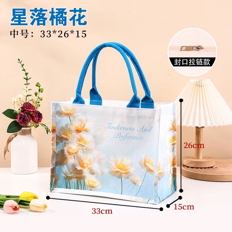 水漾白樱花卉大容量帆布包图片