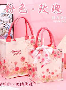 女帆布手提包2026新款大容量托特包帆布手提袋上班通勤购物手拎包