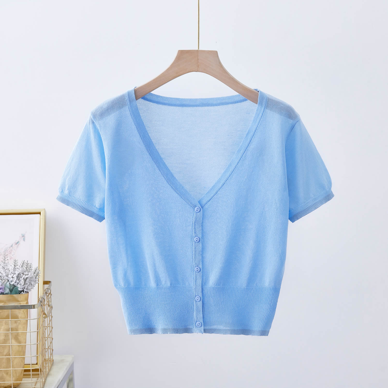 短袖薄款冰丝针织开衫女防晒衫