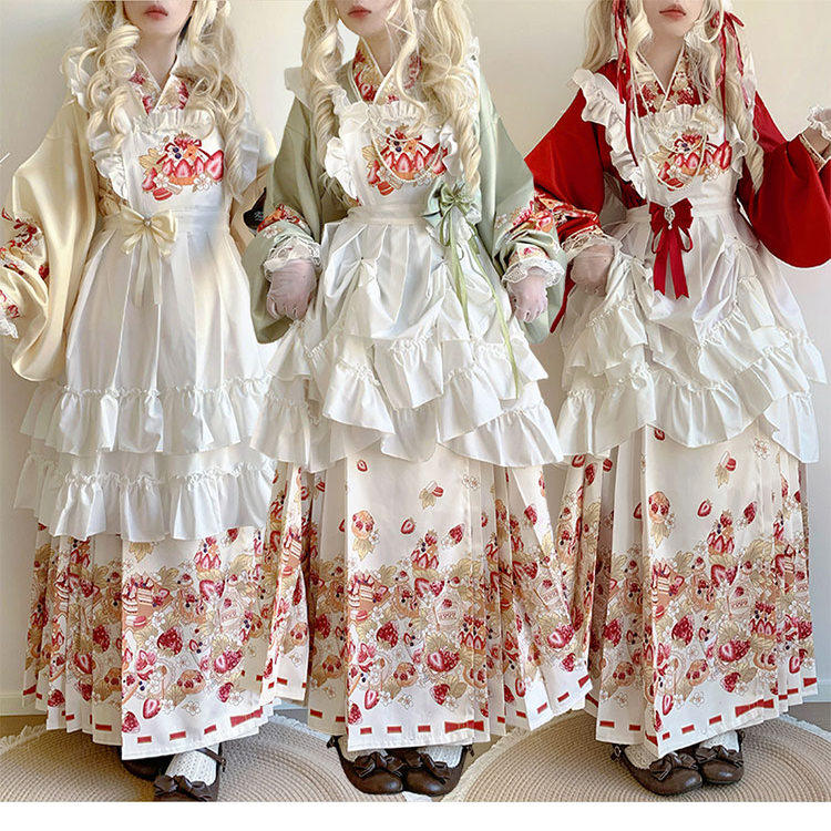 莺雨兰衣原创汉洋折衷明制交领琵琶袖洛丽塔罩裙加绒斗篷马面套装