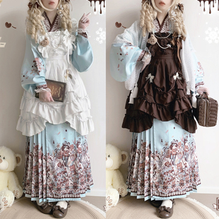莺雨兰衣原创糖果小熊可爱风汉洋折衷明制交领琵琶袖马面裙洛丽塔
