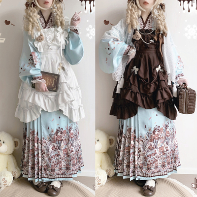 莺雨兰衣原创糖果小熊可爱风汉洋折衷明制交领琵琶袖马面裙洛丽塔