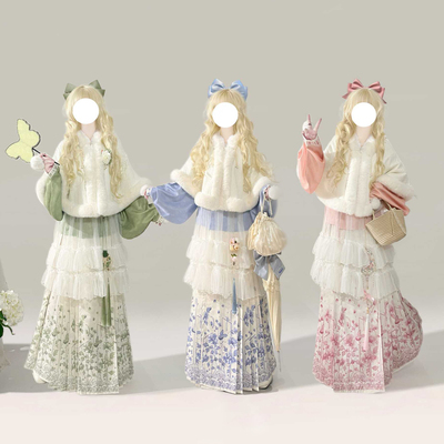 汉洋折衷斗篷套装四色可选