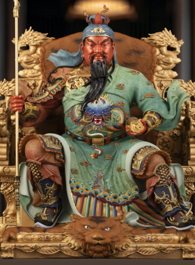 彩铜关公神像摆件关二爷