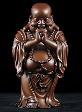 紫铜弥勒佛摆件笑口常开大肚客厅