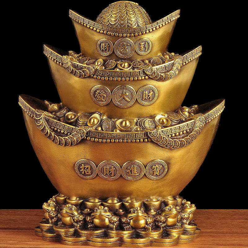 全铜招财元宝摆件金元宝存钱罐创意风水客厅装饰摆设店铺开业礼品
