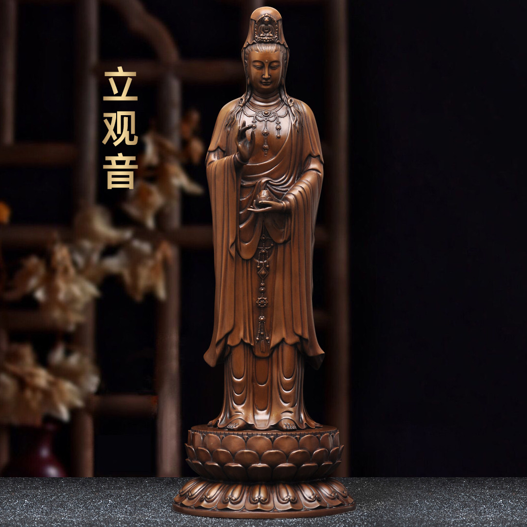 紫铜观音像摆件南海送子观音观世