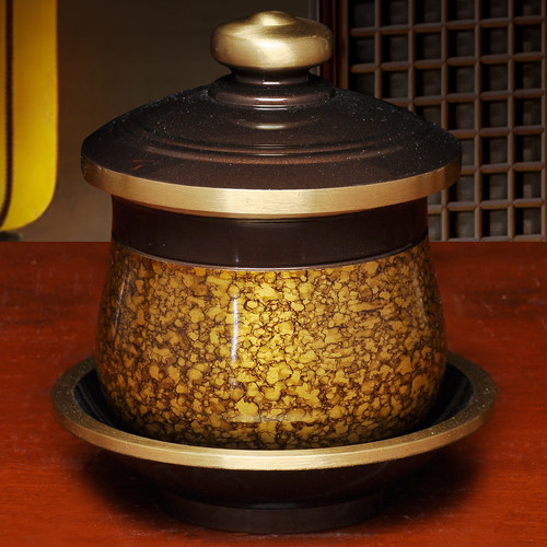 黄铜深啡晶彩圣水杯家用供财神关公供水杯佛道仙净水杯供佛供杯