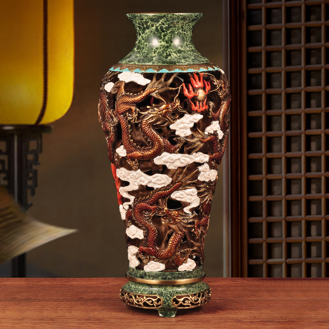 彩铜镂空龙纹花瓶摆件装饰花瓶家居客厅电视柜酒柜装饰品乔迁礼品,家居饰品,桌面摆件,淘宝优惠券,粉丝福利购,淘宝优惠卷
