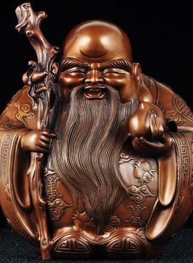 紫铜寿星公摆件家居客厅酒柜