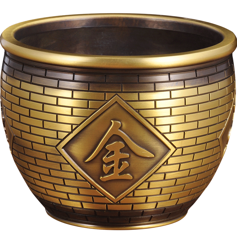 全铜缸金玉满堂摆件风水招财铜水缸工艺品家居客厅玄关装饰摆设品