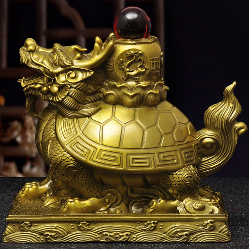 黄铜四象龙龟摆件招财龙头龟八卦龟风水家居客厅玄关办公室装饰品