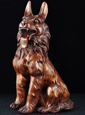紫铜狼狗摆件中式招财客厅
