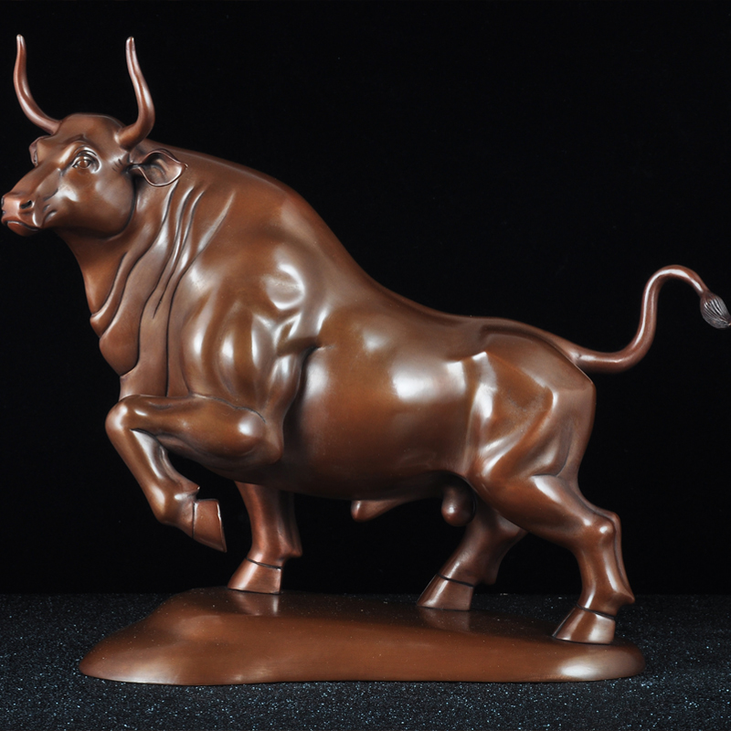 紫铜牛摆件天道酬勤牛气冲天