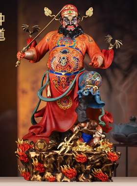 纯黄铜珐琅彩钟馗摆件天