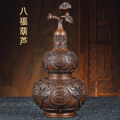 紫铜八宝葫芦摆件开口招
