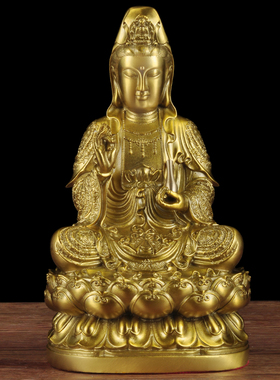 观音摆件工艺品寺庙黄铜中式