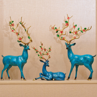 全铜鹿鹿发财鹿摆件招财生财鹿大号家居客厅玄关装 饰品乔迁礼品